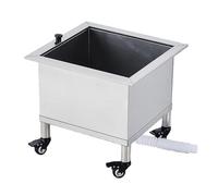 Stainless Steel Floor Mop Sink with Wheels and Drain, Free Standing Utility Sink for Garage Laundry and Backyard Washing Station