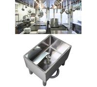 Stainless Steel Floor Mount Mop Sink - Commercial Utility Tub for Restaurants & Laundries, Heavy-Duty Slop Basin with Complete Mop Pool Kit, for Kitch(Natural 80x41cm/31.5x16.1in)
