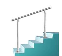 Stainless Steel Floor-Mounted Stair Railing for 3-4 Steps - Adjustable Height 85cm/140cm Includes Installation Kit Ideal for Outdoor Decks & Porch Safety