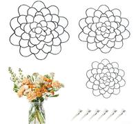 Stainless Steel Floral Grid Insert Set 3 Pieces with 6 Clips for Vases Bouquets DIY Flower Arranging Home Decor Wire Frog Holder Organizer (Black)