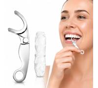 Stainless Steel Floss Pick, Reusable Metal Flosser Combo Pack with 50 Meters Floss, Portable Permanent Teeth Cleaner for Teeth Care