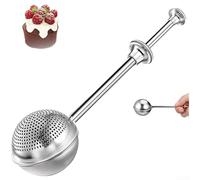 Stainless Steel Flour Shaker 18cm Spring One-Hand 304 Steel Sugar Duster 5.1cm Rust-Proof Fine Mesh Baking Powder Shaker 18cm Lightweight for Pastry One-Hand Flour Sifter 37g Spring Operated Silver