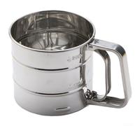 Stainless Steel Flour Sifter, 30-Mesh Fine Filter, Semi-Automatic Crank Spring-loaded Press Mechanism For One-Handed Baking, Deep Cup