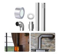 Stainless Steel Flue Stove Pipe Kit for Gas Water Heater Chimney Liner - Multi-Flue DIY Exhaust System with Straight & Perforated Pipes, Elbow, C
