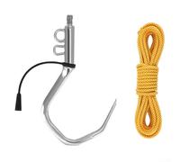 Stainless Steel Flying Gaff Hook with Rope, Heavy Duty Fish Landing Hook for Sea and Freshwater, Thick Hook Suitable for Boat and Dock Fishing (Size M)