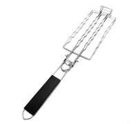 Stainless Steel Foldable Grilling Basket for Hot Dogs, Fish and Vegetables, Ergonomic BBQ Mesh Clip with Anti-Slip Handle for Outdoor Camping and Picnic