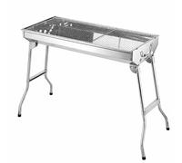Stainless Steel Folding Charcoal BBQ Grill - Large Portable Barbecue with Air Vents & Carry Handle - Ideal for Outdoor Cooking, Camping, Hiking, Picnics, Garden Parties