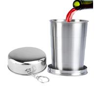 Stainless Steel Folding Cup - Cups for Travel, Portable Outdoor Accounting Cup Stainless Steel Telescopic with Metal for Travel Camping Picnic