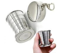 Stainless Steel Folding Cup, Portable Collapsible Telescopic Travel Mug with Toothbrush Holder Retractable Camping Cup for Outdoor Hiking
