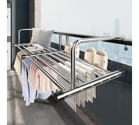 Stainless Steel Folding Drying Rack for Balcony & Radiators Expandable Clothes Drying Stand for Secure Windows & Railings Versatile Hanging Laundry Solution