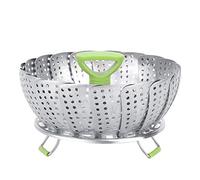 Stainless Steel Folding Mesh Dish Fruit Vegetable Steamer Basket Kitchen Cooking Tool for Cooking Stainless Steel Sanding 22.5cm 300g