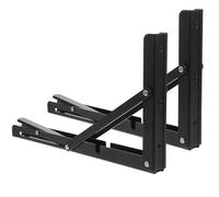 Stainless Steel Folding Shelf Brackets, 2pcs Wall Mounted 12 Inch | Black Triangle Support, Polished Finish without Burrs, for Bookshelf Board, Metal Shelf, Hotel Garage Storage