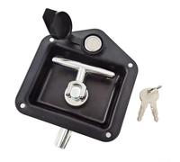 Stainless Steel Folding T-Handle Lock With 2 Keys - Security Solution For Truck Trailer Door Latch, Toolbox, for motorhome, for caravan - Easy Install, Compact Design(Black)