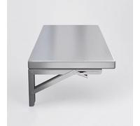 Stainless Steel Folding Wall Table Space-Saving Dining Desk for Small Rooms Floating Computer Desk with Brackets Compact Wall-Mounted Table (150x20cm)