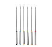 Stainless Steel Fondue Forks, 6PCS 9.5 Inch Colorful Handle Cheese Meat Chocolate Dessert Forks for Parties Family Gatherings and Romantic Dinners
