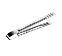 Stainless Steel Food Clip with Grooved Tips, Long Handle for Grilled Meat | Firm Grip, Heat Isolation, One Piece Structure, Smooth Polished Surface, Suitable for Pies, Home Cooking and Salad Bars