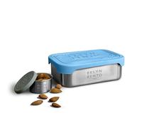 Stainless Steel Food Container & Condiment Holder | Leak Proof Silicone Lid | Metal Lunch Box | Bento Box | Nesting Storage | Portion Control Snacks Dressings | Baby Kids Adults [Set of 2 / Blue]