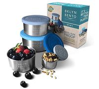 Stainless Steel Food Container With Leak Proof Silicone Lid | Metal Lunch Box | Bento Box | Food Storage | Great For Portion Control [Set of 4]