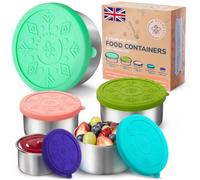 Stainless Steel Food Containers, Metal Lunch Boxes, Set of 5, Garden Party | Everusely lunch containers feature colourful lids and offer durable utility for snacks, meal prep and food storage.