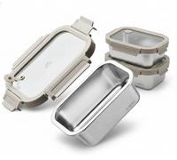 Stainless Steel Food Containers with Lids (3 x 800ml), Microwave-Safe UK | Glass lid with quad-lock steam vent; leakproof, stainproof, oven & dishwasher safe, 100% chemical free build quality assured