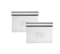Stainless Steel Food Scraper, Dual Scale Dough Cutter & Pastry Chopper for Kitchen, Includes 2 Metal Baking Tools
