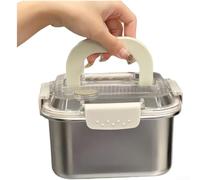 Stainless Steel Food Storage Container with Extra Thick Walls, Leak Proof Silicone Seal, Four Side Locks, and Portable Handle for Safe Food Storage (One Small Size)