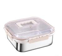 Stainless Steel Food Storage Container with White Lid, 2200ml Large Capacity Portable Insulated Lunch Box for Outdoor, Leak-Proof Sealed Design with Handle, Oven