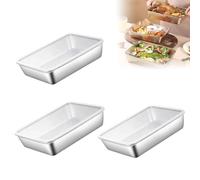 Stainless Steel Food Storage Containers, 3 Pcs Multipurpose Trays, Multi-Functional Airtight Preservation Boxes, for Refrigerator, Picnic, BBQ, Grilling fish, Organizing Ingredients (3 L)
