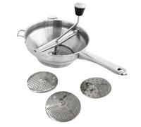 Stainless Steel Food Strainer with Removable Stirrer and 3 Sieve Inserts Manual Dishwasher Safe Potato Press Strainer for Tomato Sauce Applesauce Jam Baby Food