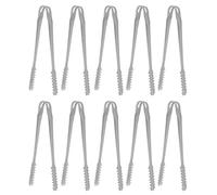 Stainless Steel Food Tongs 10PCS Durable Strong Grip Ice Tongs for Kitchen BBQ Party Bar Restaurant Professional Utility Tongs Heavy Duty Proof Easy to Clean Set of 10 (15CM)