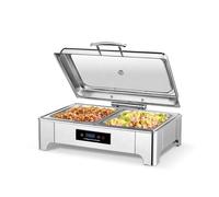 Stainless Steel Food Warmer 9L Electric Chafing Dish with Touch Screen Temperature Control Visible Window for Catering Restaurants Parties