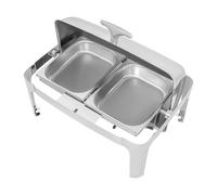 Stainless Steel Food Warmer Set Stainless Steel Food Warmer Setstainless Steel Food Warmer 2 * 9L Basins 100Kg Load Polished Buffet Server with Lid Flip 180 Deg for Hotel Wedding Party Catering