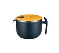 Stainless steel for instant noodle bowl 1200ml with strainer lid, silicone sealing ring, cutlery hole and heat insulating PP outer shell with stable base (green)