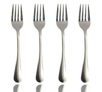 Stainless Steel Forks Set of 4 - Durable, Rust-Resistant, Mirror Finish, Dishwasher Safe - Ideal for Home, Office, Parties - Stylish Utensils for Tea, Coffee, Desserts (4 Stainless Steel Forks)