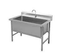 Stainless Steel Freestanding Sink with Faucet, Single Basin Utility Sink for Kitchen, Bar, Garage & Restaurant - Multi-functional Garden Wash Basin