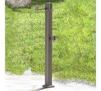 Stainless Steel Freestanding Water Faucet, Rust-Resistant Floor Mount Tap with Hooks, Outdoor Irrigation Post for Patio, Yard, Garden
