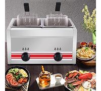 Stainless Steel French Fries Machine, 10L/20L/30L Large Capacity Gas Fryer, Freestanding Adjustable Firepower, With Removable Baskets And Lids, For Chips Donuts Fish (Natural