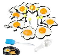 Stainless Steel Fried Egg Shaper Pancake Mold, 8 Pcs Omelette Molds, 8 Shapes Non-Stick Omelet Form Maker with Handle for Sandwich Burgers Pancake