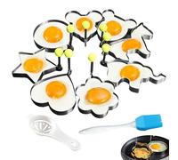 Stainless Steel Fried Egg Shaper Pancake Mold, 8 Pcs Omelette Molds, 8 Shapes Non-stick Omelet Form Maker with Handle for Sandwich Burgers Pancake
