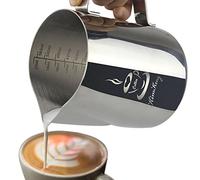 Stainless Steel Frothing Pitcher - 20 oz (600ML) Milk Pitcher Frothing Cup two sides Measuring Scales for Espresso Cappuccino Milk Coffee Latte Art Maker