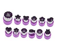 Stainless Steel Fruit and Vegetable Cutter Set, Assorted Shapes, Purple, 12 Pieces, for Cookies, Sushi, and Cake Decoration
