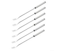 Stainless Steel Fruit Fork Set Handheld Dessert Forks with Extended Head Polished Silver Finish 6 Piece Set for Fruit Cheese Hot Pot Chocolate Parties Family Dining