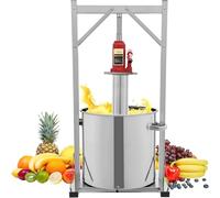 Stainless Steel Fruit Press for Wine, Cider, Honey - Manual Press Machine with Hydraulic for Juice Making, 36L Capacity DIY Equipment