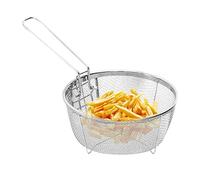 Stainless Steel Fry Basket, Round French Chip Frying Serving Food Presentation Tableware with Detachable Handle, Strainer Basket, Kitchen Cooking Tool