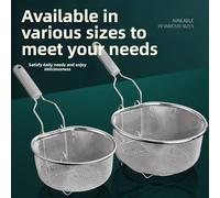 Stainless Steel Fry Basket with Foldable Handle, Efficient Drain Holes for Oil, Designed for Safe Use and Multi-Purpose Kitchen Functions (l)