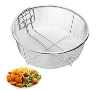 Stainless Steel Fry Baskets,Round Fryer Strainer with Folding Handle,Stainless Steel French Fries Cooking Snack Food Display Wire Skimmer for Kitchen Frying Pasta Spaghetti