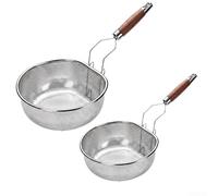 Stainless Steel Fryer Basket Set 2Pcs With Handle | Two Sizes Large And Small, Stainless Steel Wire Construction, Handle Grip For Hot Oil