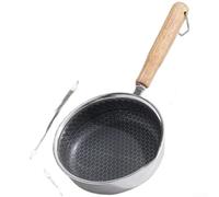 Stainless Steel Frying Pan for Eggs and Steaks Featuring Non, Multi Layer Base for Even Heat, and Spout for Drip Oil Pouring in Small Size (A)