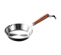 Stainless Steel Frying Pan, Non-stick Breakfast Pot, Wooden Handle Skillet, With For Induction, Gas, And Electric Cooktops(12CM)