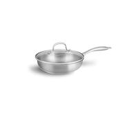 Stainless Steel Frying Pan with Lid 20 cm with Ergonomically Shaped Full-Stainless Steel Handle - Frying Pan Suitable for All Common Stove Types, incl. Induction